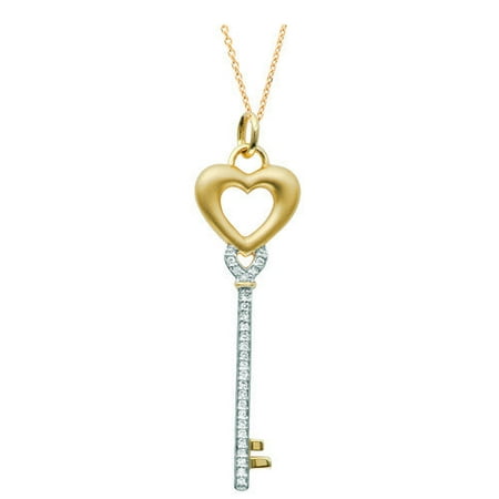 Juliette Collection 0.43'' Heart Key Pendant in Yellow Gold