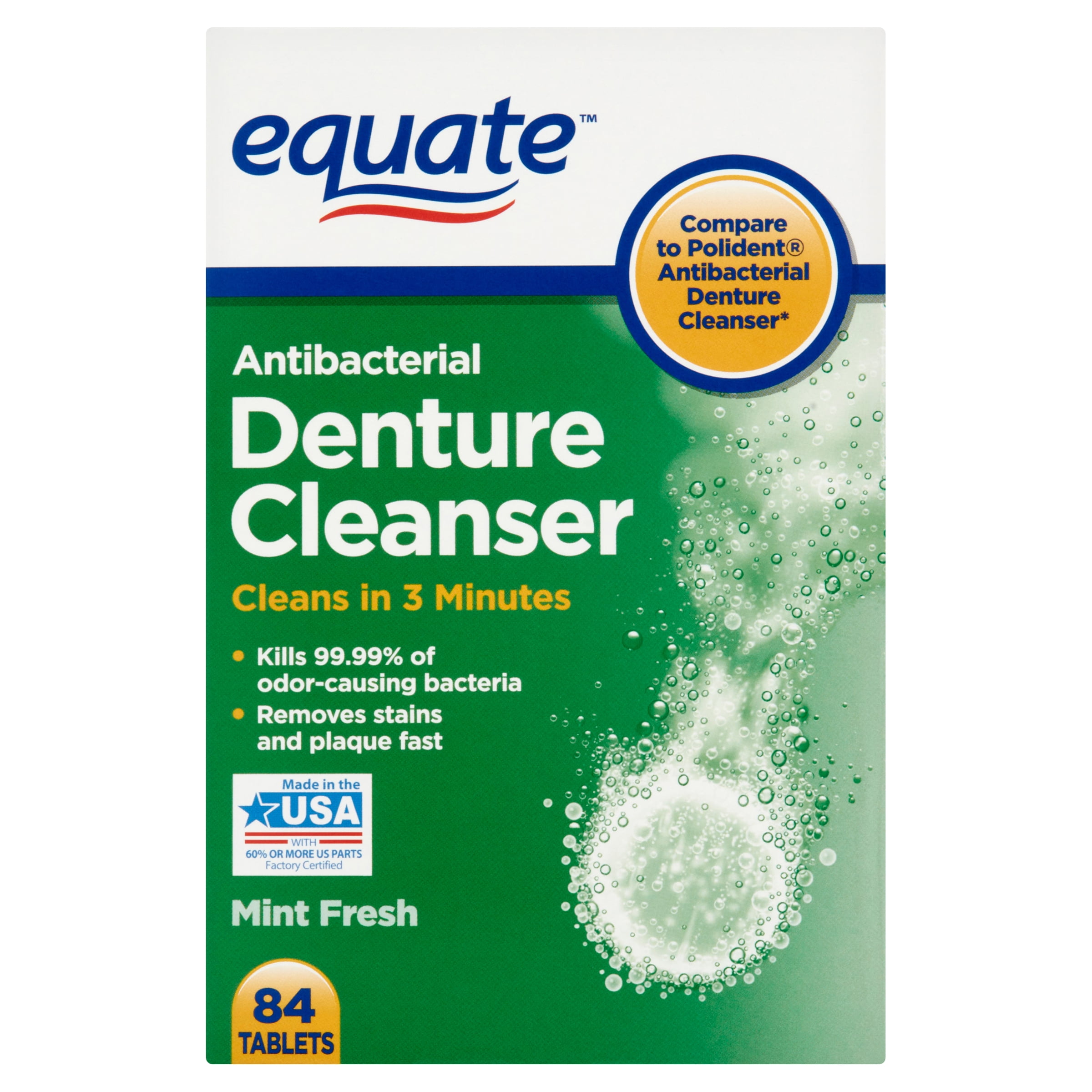 Equate Antibacterial Denture Cleansers Tablets, 84 Count