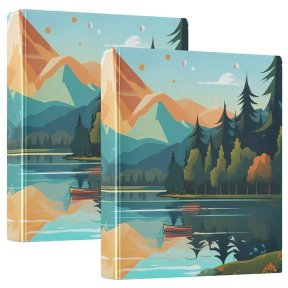 River and Mountains Landscape Hardcover 3 Ring Binder 1.5 inch Round Rings with Interior Pockets Binders Organizer Office School 1 Pack