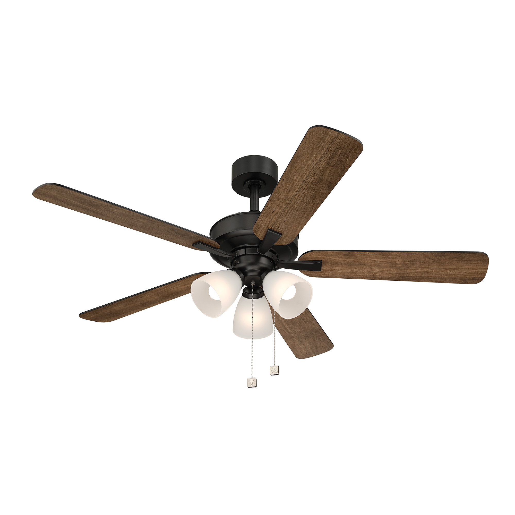 Stellant II 52 in. Indoor/Covered Outdoor Matte Black Traditional Ceiling Fan with Three 3000K LED Bulbs Included