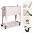 thumbnail image 2 of 80 Quart Rolling Ice Chest, Portable Patio Party Bar Drink Cooler Cart, with Shelf, Beverage Pool with Bottle Opener, 2 of 12