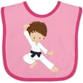 thumbnail image 3 of Inktastic Karate Boy, Cute Boy, Black Belt, Brown Hair Boys Baby Bib, 3 of 4