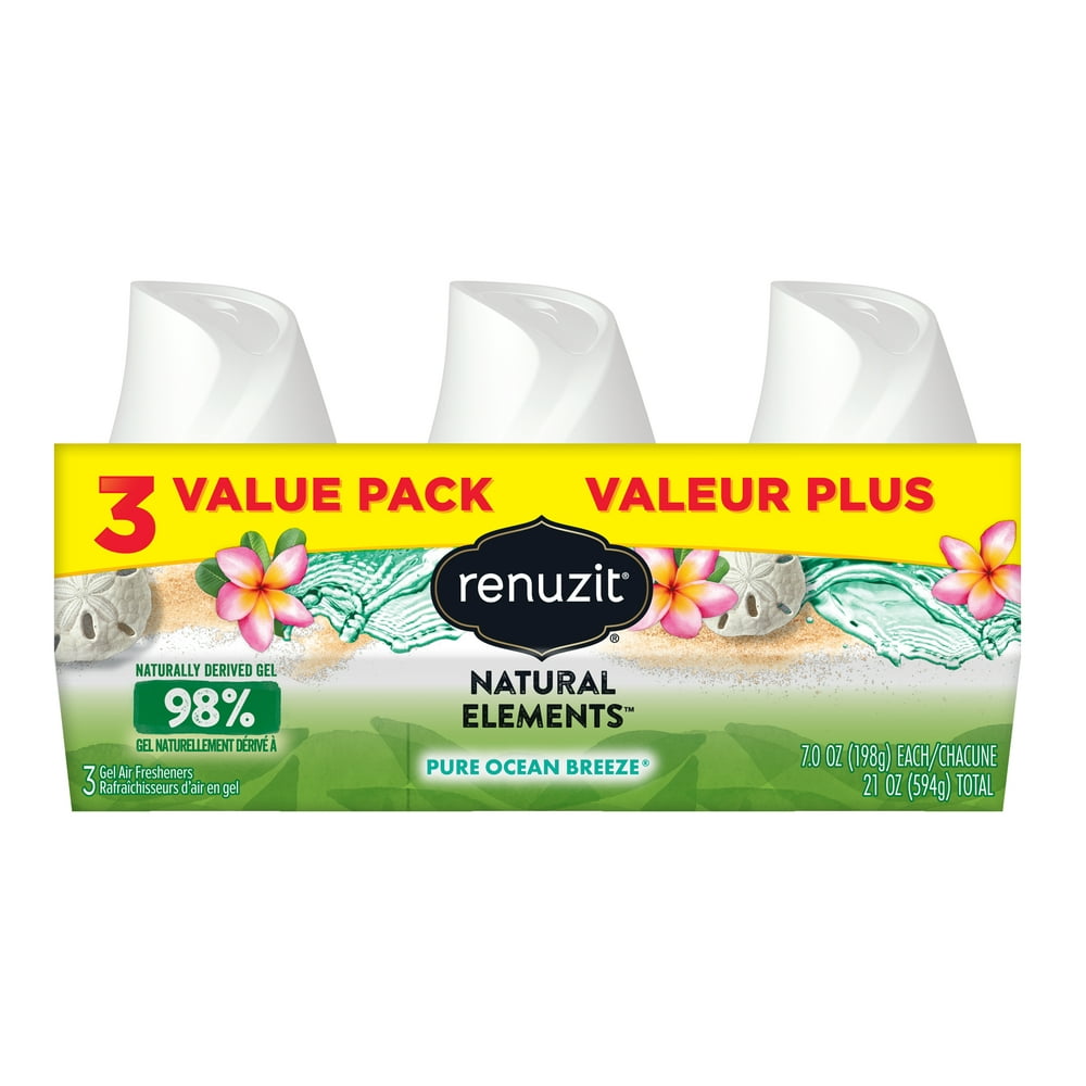 Renuzit Natural Elements Gel Air Freshener, Pure Ocean Breeze, 7 Ounces