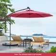 thumbnail image 2 of Costway 10 Ft Patio Solar LED Offset Umbrella 40 Lights Crank Cross Base Wine, 2 of 10