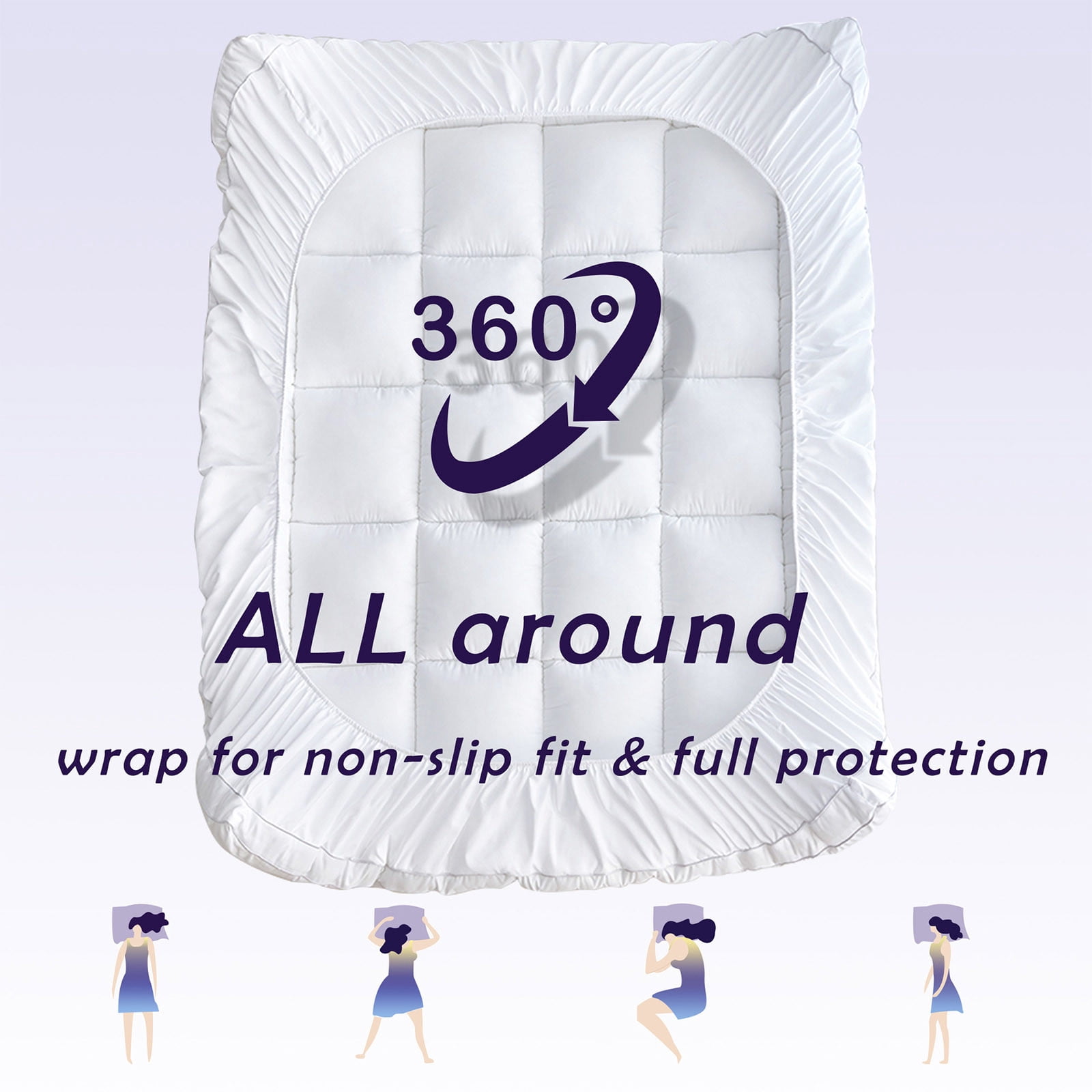 AHGQT 1000 GSM Mattress Topper Queen Size, Luxury Extra Thick Breathable Fluffy Soft Cooling Bed Cover with Deep Pocket, Fits Standard Mattresses Perfectly, Supportive Mattress Pad for Home & Dorm