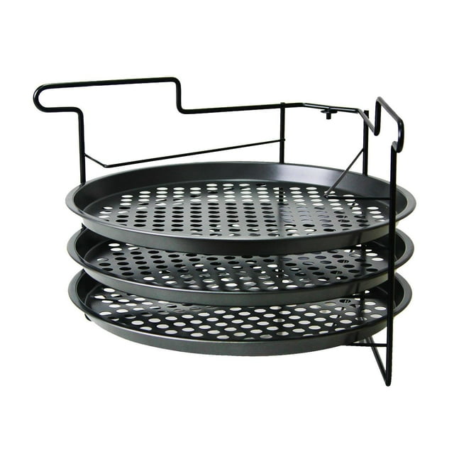 Estante para bandejas de pizza, expositor multiusos de 4 niveles para fiestas, hoteles y restaurantes Bandeja con orificios de 11 pulgadas 3 piezas