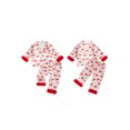 thumbnail image 2 of Cjfdfy Toddler Baby Girl Christmas Valentines Day Silk Stain Pajamas Set Kids Girl PJS Set Sleepwear Spring Fall Winter Clothes Bow Long Sleeve Button Down Shirt with Long Pants Set Loungewear 1-7Y, 2 of 9