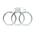 thumbnail image 4 of BERRICLE Sterling Silver Solitaire Wishbone Engagement Rings Statement Stackable Band for Women, 3 Carat Oval Cut Cubic Zirconia CZ Ring Set Size 6.5, 4 of 18