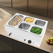 Food Warmer, 5-Pan Steam Table, 5-Pan Electric Food Warmer for Commercial Kitchens, Cafeterias, Catering Venues