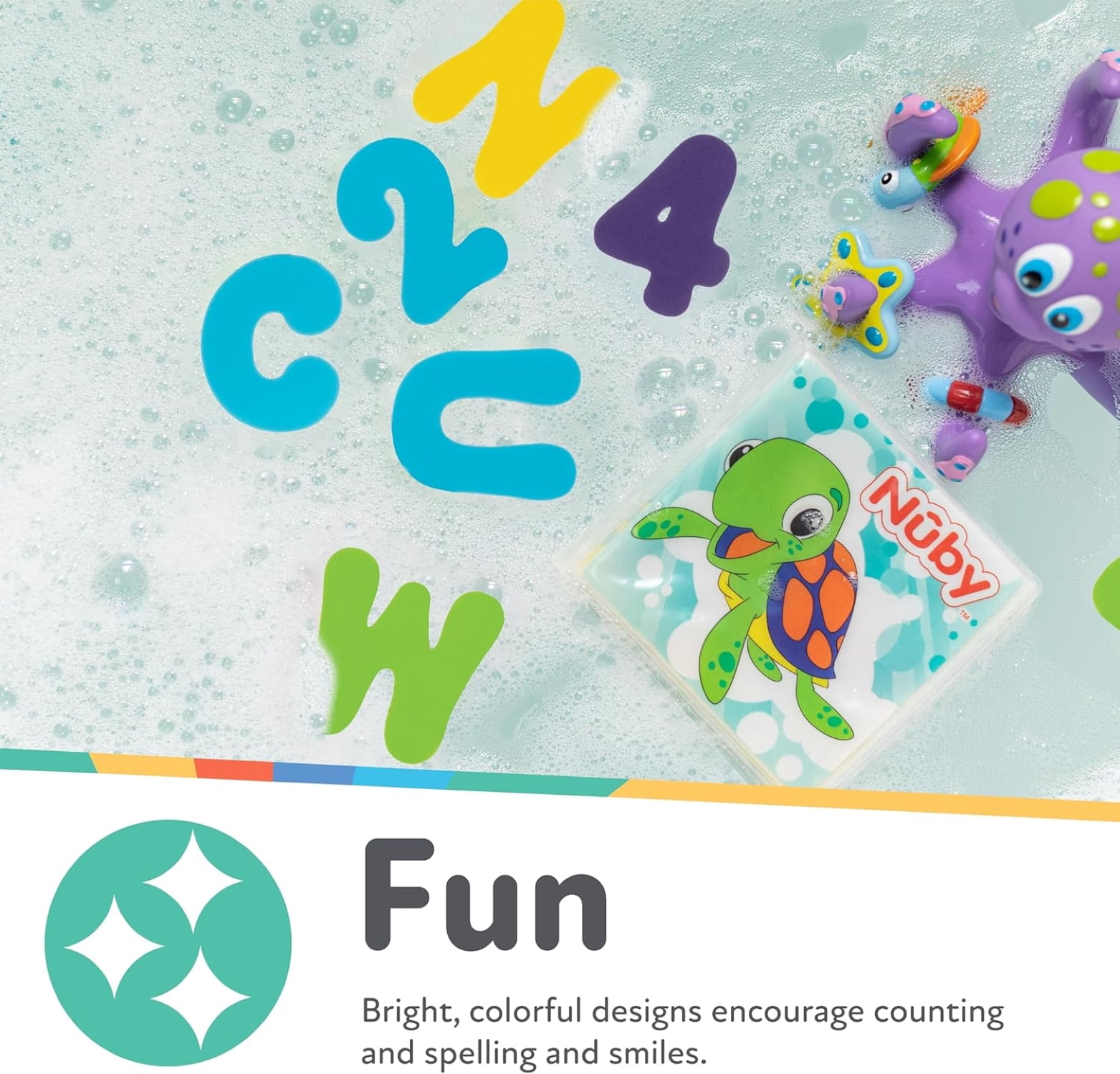 Nuby Solid Bath Tub Alphabet and Number Set - 36 pc