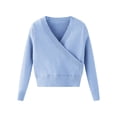 thumbnail image 3 of mgoYE Girl's Dance Wrap Sweater Ballet Top Warm up for Leotards, Dress(Blue,120), 3 of 8