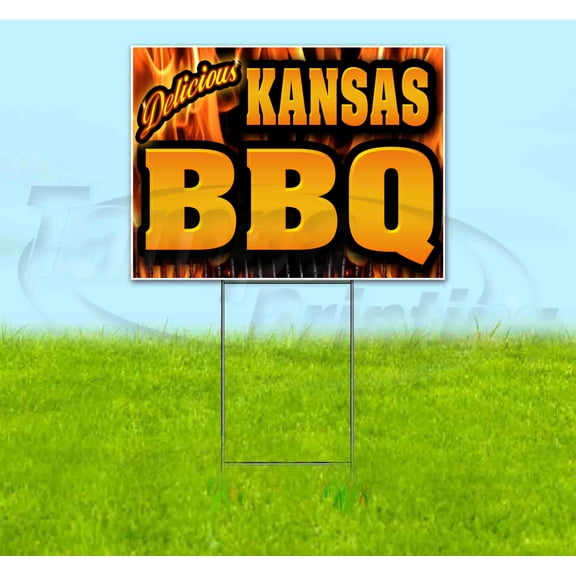 Kansas BBQ (18" x 24") Yard Sign, Includes Metal Step Stake