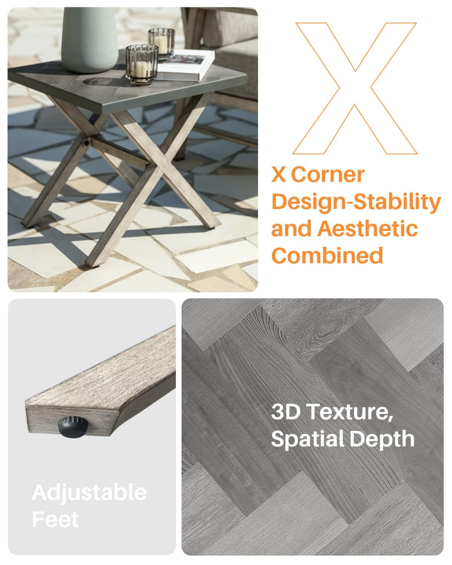 Aluminum Outdoor Side Table, Anti-Rust Square Patio End Table with Resin Top, Modern Weather-Resistant Outdoor Side Table for Yard, Garden, Poolside, Balcony, Porch, Dark Gray