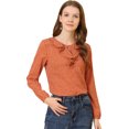 thumbnail image 1 of Unique Bargains Women's Ruffle Neck Long Sleeve Polka Dots Blouse Shirt, 1 of 4