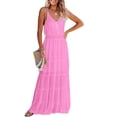 thumbnail image 1 of Vestido Maxi de Verano PRETTYGARDEN con Tirantes Finos Rosa Rosado Talla S, 1 of 5