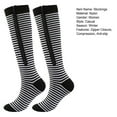 thumbnail image 7 of 1 Pair Stockings Zipper Closure Convenient Wear Striped Print Solid Color Cold Resistant Compression Anti-slip Soft Warm Women Long Stockings, 7 of 7