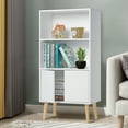 thumbnail image 7 of White Bookcase Bookshelf, Floor Standing Display Cabinet Rack with Legs, 7 of 7
