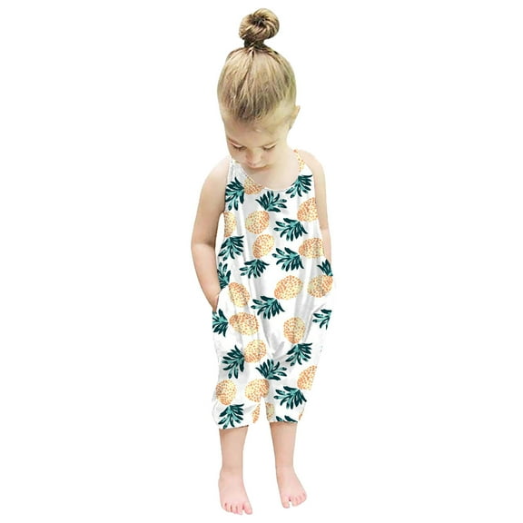 uublik Rompers for Baby Girls Sleeveless Summer Romper Jumpsuit Playsuit Clothes White, Size 1T-6