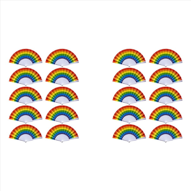 2X Rainbow Fan Pride Abanicos de Mano Plegables Accesorios del Orgullo Gay Accesorios Rainbow Decoraciones Mes del Orgullo