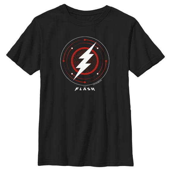 Boy's The Flash White Lightning Bolt Stamp  Graphic Tee Black Large
