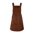 thumbnail image 7 of Women's Cute Corduroy Overall Bib Dress Solid Color Loose Fit Pinafore Suspender Dress Skirt Jumper 2025, 7 of 7