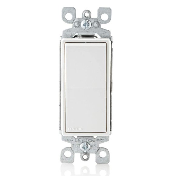 Interruptor Leviton Decora Rocker unipolar AC Quiet de 15 A, color blanco