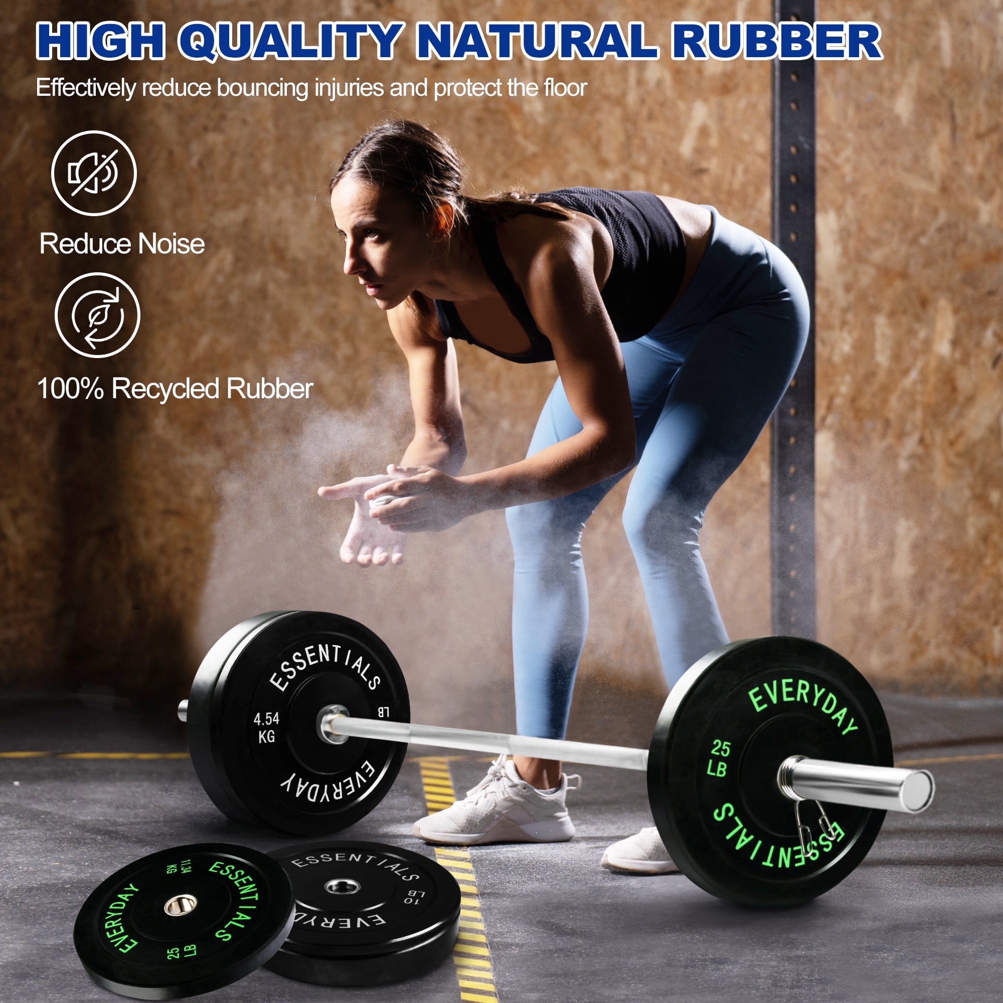 BalanceFrom Olympic Bumper Plate Weight Plate with Steel Hub, Black, 160 lbs Set with 6FT Olympic Barbell and Clips, Multiple Packages
