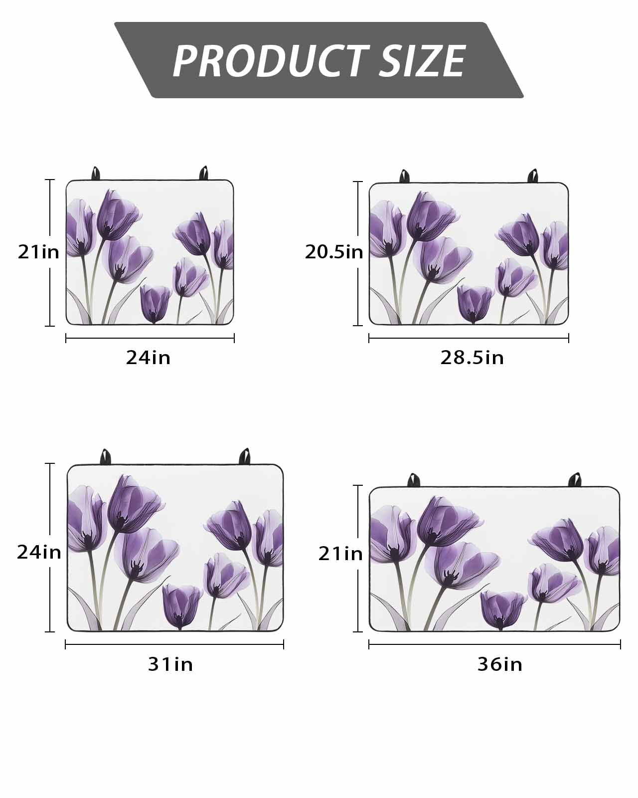 Stove Top Covers for Electric Stove, Purple Tulip Floral Glass Stovetop Cover Protector, Pastel Country White Wildflower Induction Cooktop Protector Oven Mat for Kitchen Countertop 24"x21"