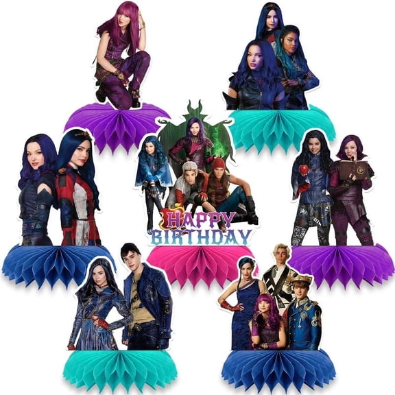 Descendants Honeycomb Centerpieces 7pcs Birthday Party Decoration 3D Double Sided Table Decorations Party Supplies