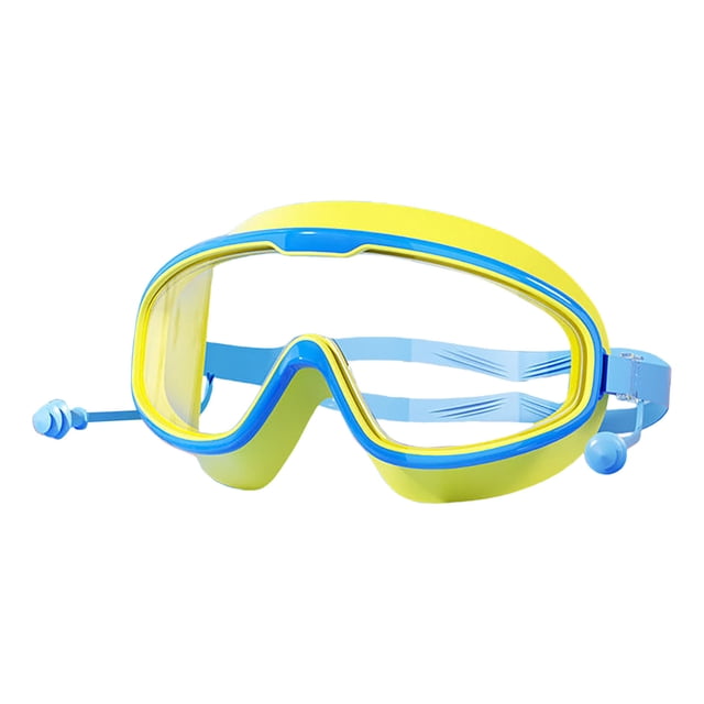 Large Frame Waterproof And Anti-Fog Swimming Goggles with Earplug, Adjustable HD Favorabler Goggles for Students Adult