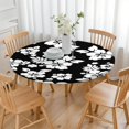 thumbnail image 3 of Pioneer Flower Floral Print Pattern Round Fitted Tablecloth with Elastic Edge,Dining Table Cover Waterproof,Outdoor Round Tablecloth for Camping,Dining,Indoor and Outdoor, 3 of 7