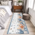 thumbnail image 5 of Summer Ocean Washable Runner Rugs 2'x6', Nautical Sea Starfish Shell Coral Seahorse Blue Stripe Low Pile Throw Entryway Rug Non-Slip Sturdy Edge Binding Carpet for Indoor Bedside Entrance Bedside, 5 of 9