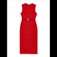 thumbnail image 1 of Vestidos de Trabajo para Mujer 2025, Vestido Formal Sin Mangas con Botones, Elegantes Conjuntos de Oficina con Cinturón. Rojo XS, 1 of 4