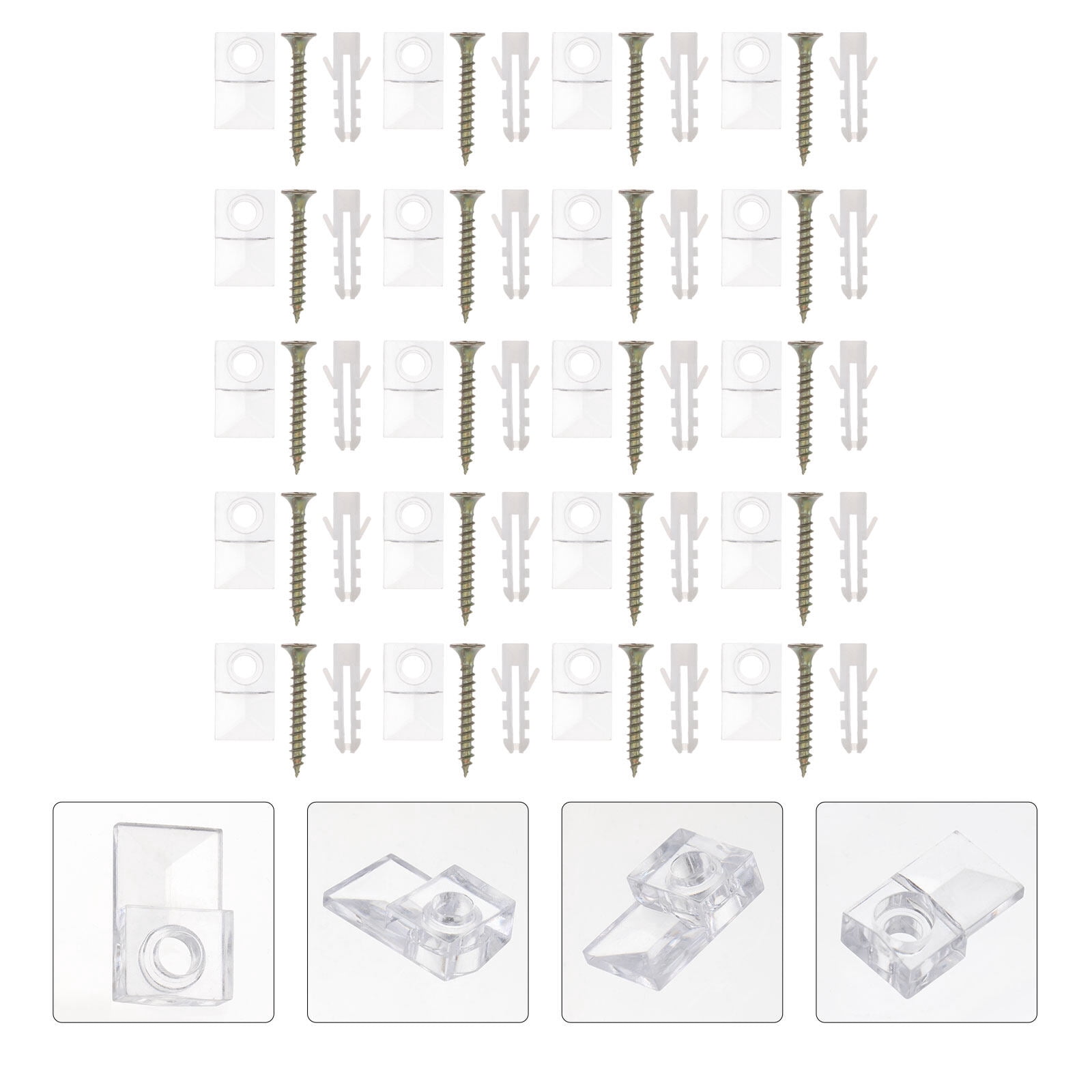 Monyance Mirror Hanging Kit 50 Sets of Plastic Mirror Holder Household Mirror Mounting Anchor Hanging Kit(0.83X0.51X0.2Inches)