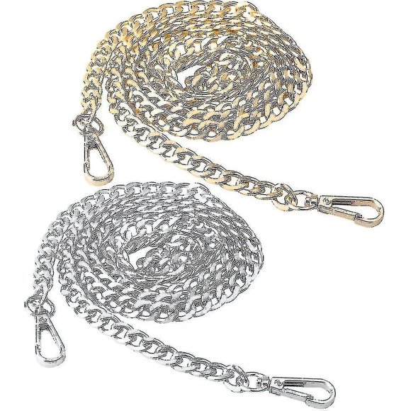 2 Pieces Bag Chain, Metal Shoulder Strap Chain Shoulder Strap Chain For Bag Handbag Women Crossbody Bag (gold, Sliber) -ys
