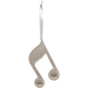 Broadway Gift Silver Double 8th Notes Music Instrument Replica Christmas Ornament, Size 4 inch