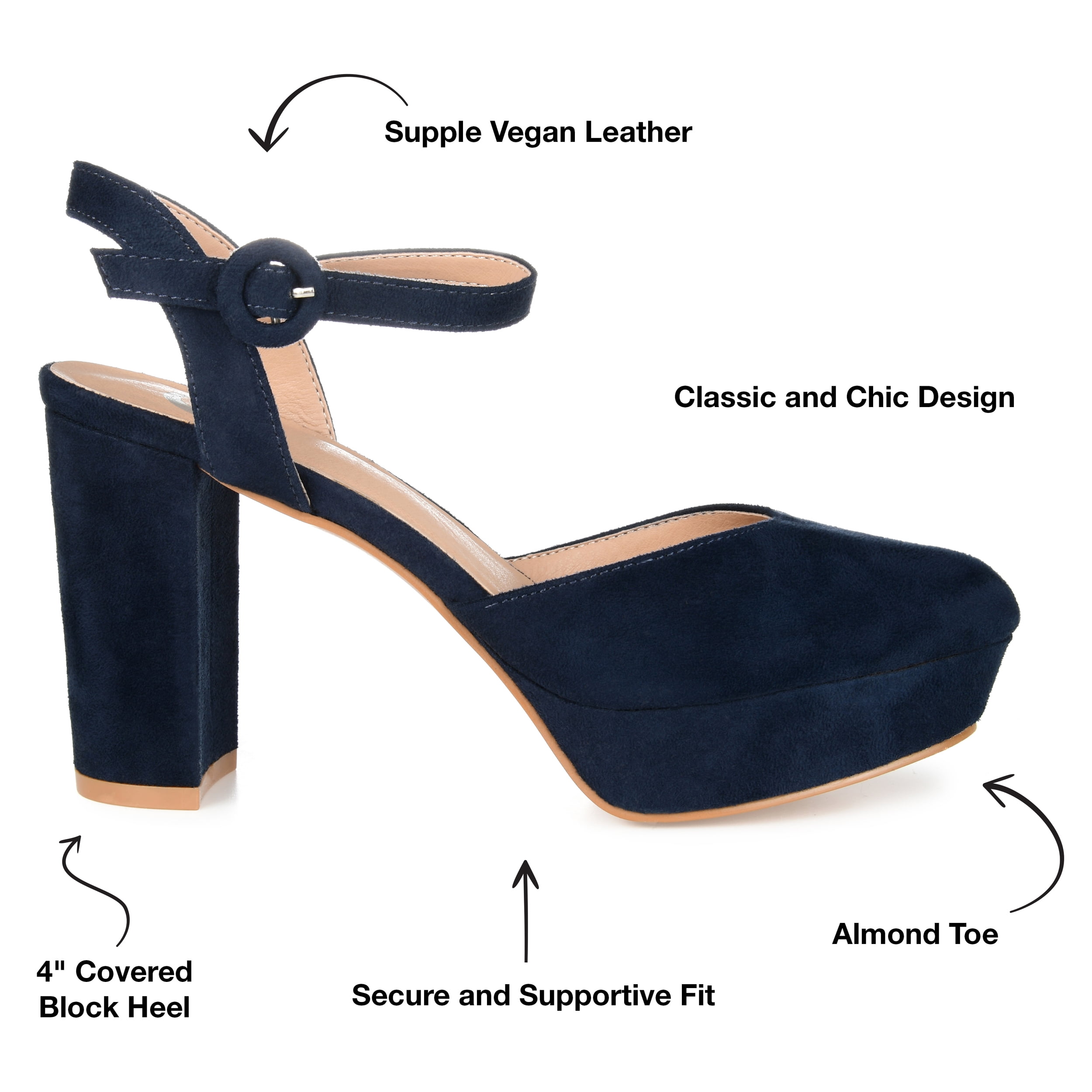 Journee Womens Roslynn Almond Toe High Block Heel Pumps, Widths Available