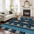 thumbnail image 2 of 5'x7' Area Rugs for Living Room Bedroom, Navy Blue Boho Washable Rug Carpet Runner Indoor Outdoor, Geometric Vintage Abstract Art Ethnic Tribe Non Slip Floor Mats Area Rug for Kitchen, Nursery, 2 of 8