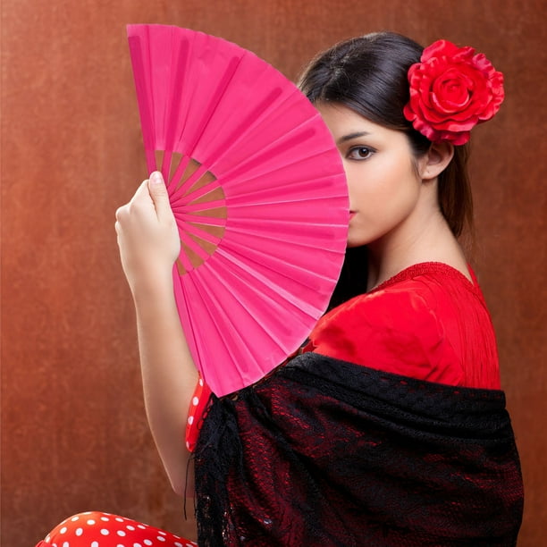 Abanico de Purpurina de 33 Cm con Bolsa, Divertido Abanico de Kung Fu, Abanico Plegable con Succión Magnética, Abanico Antiguo para Danza Infantil, Abanico Hanfu, Abanico Plegable para Estudiantes.