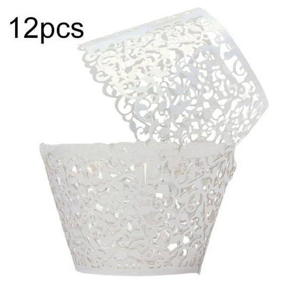 Hariumiu Kitchen Cupcake Wrappers Pack of 12/48 Filigree Artistic Bake Cake Paper Cups Little Vine Lace Laser Cut Liner Baking Cup Muffin Case Trays for Wedding Party Birthday Decoration