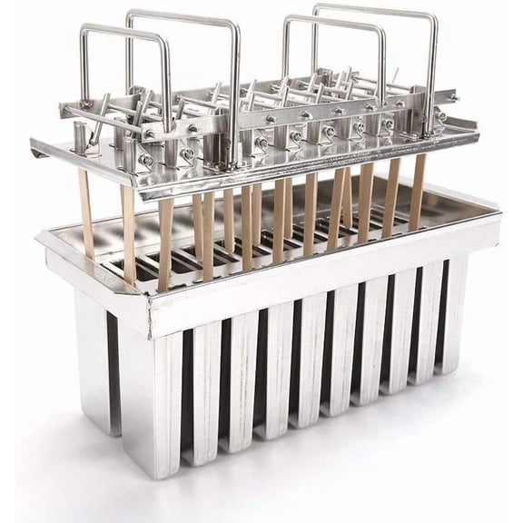 20PCS Stainless Steel Ice Cream Pop Molds Frozen Popsicle Maker Lolly Mould Ice Cream Stick Holder   Cleaning Brush