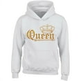 thumbnail image 2 of Queen Crown Gold Printed Design Women's Hoodie Long Sleeve Sweatshirt Soft and Comfy Hoodie, Lightweight Hoodie White Medium, 2 of 3