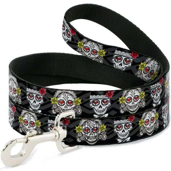 Thaneeya McArdle Pet Leash, Dog Leash, Los Novios Black Gray White Multi Color, 6 Feet Long 1.0 Inch Wide