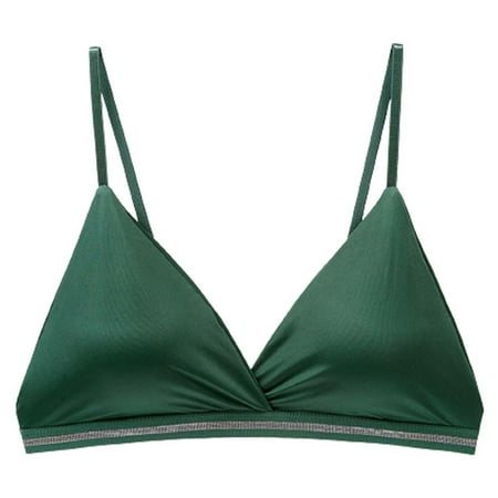 Siilsaa Bra Sexy Unlined Balconette Demi-Cup Underwire Lace Bra Green L