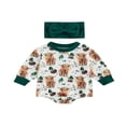 thumbnail image 1 of Ensemble de Combinaisons pour Bébés Filles Imprimé Animal Manches Longues Col et Bandeau, 1 of 8