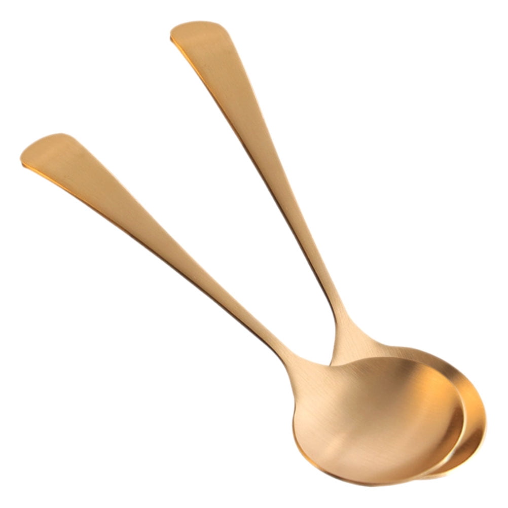 ULTNICE Metal Soup Spoons Brass Suitable for Soup and Rice Household Users Daily Use 2Pcs