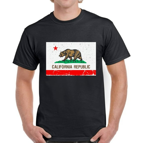 California Republic Flag T-Shirt for Men - S M L XL 2XL 3XL 4XL 5XL USA State Graphic Tee - California Clothes Collection Funny Cali Gift for Men