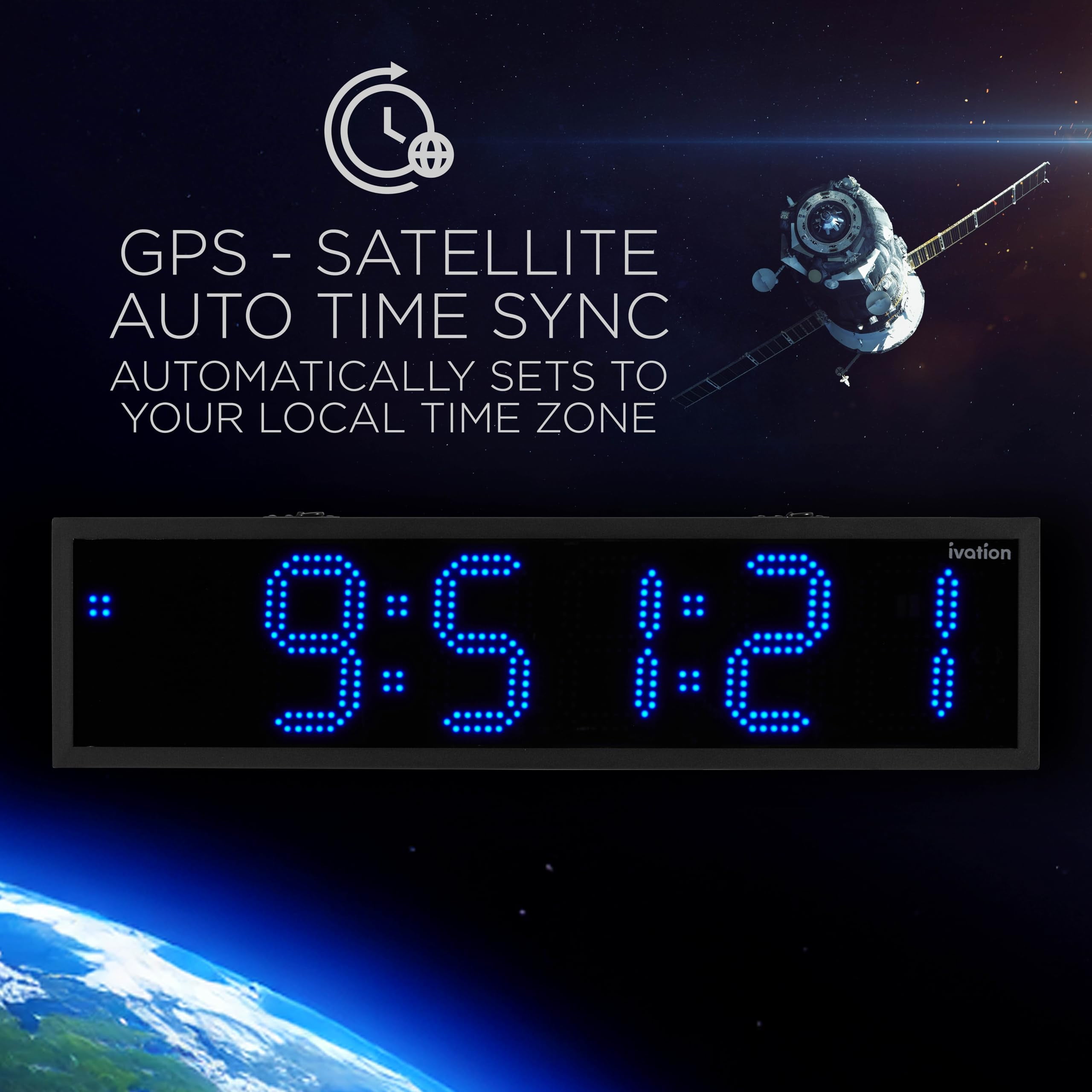 Ivation 36" Waterproof Large Digital Clock, Outdoor Large LED Clock with Stopwatch, Alarms  - Blue