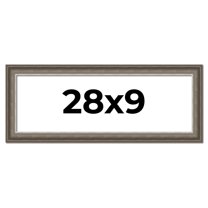 28x9 Frame Brown Solid Wood Picture Frame | 1.75 Inch Moulding Width | Austin Frame Complete with