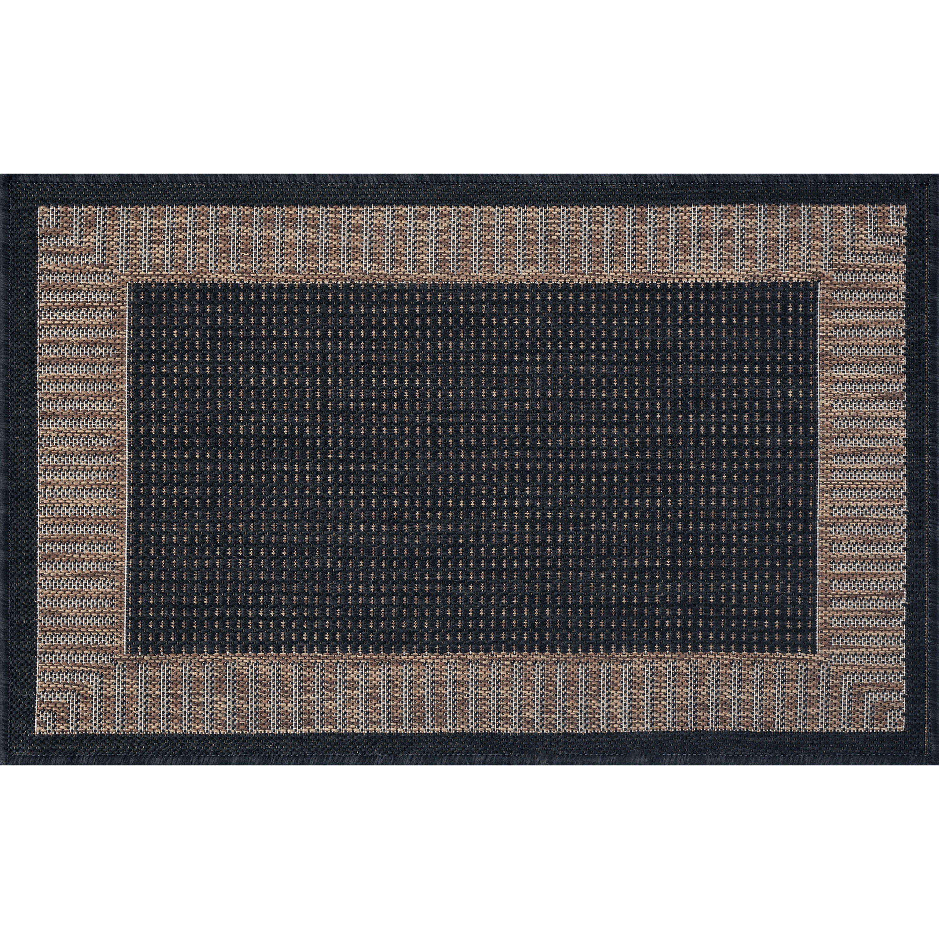 5'3x7'5 Outdoor Rug-Black Double Border